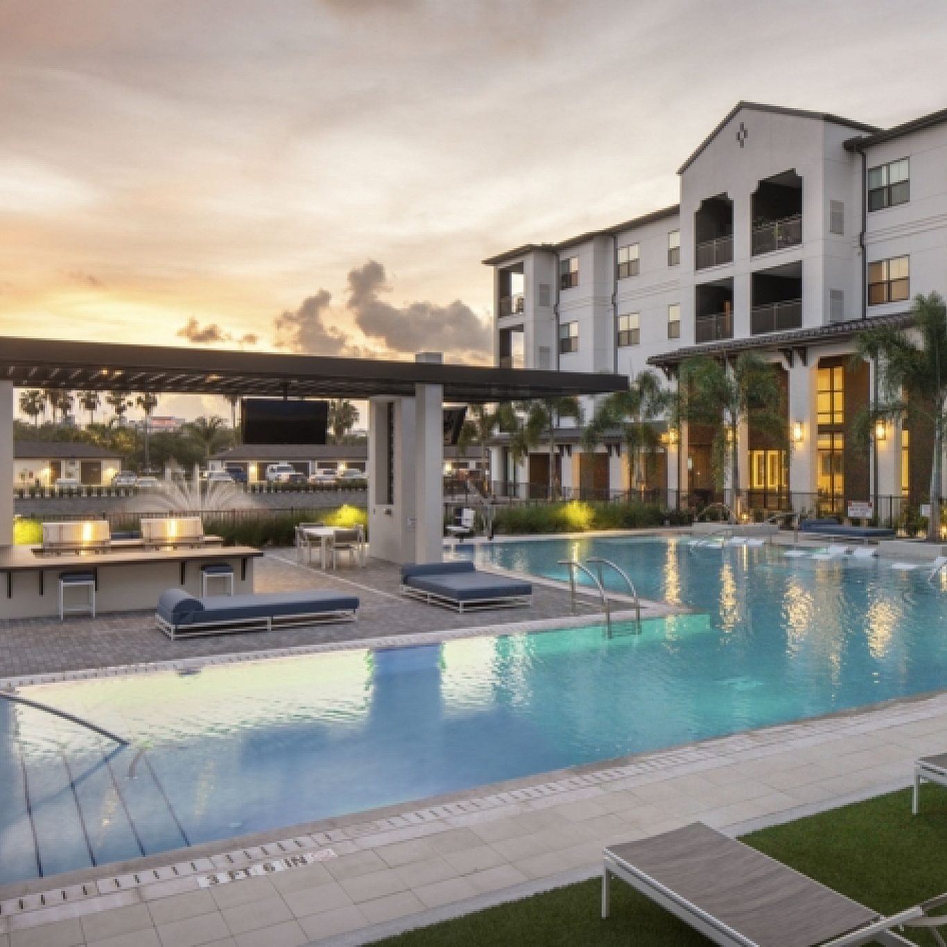 Aria at Bradenton Pool Deck Dusk Two e1623184224268